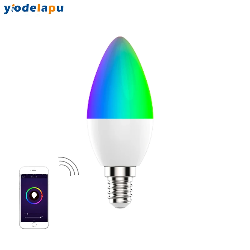 

Светодиодная лампа-подсвечник C37 Tuya, 5 Вт, RGB-подсветка, Wi-Fi, для спальни, с дистанционным управлением, работает с Alexa, Google Home