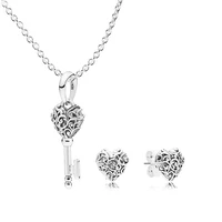 new 100 925 sterling silver sweet fashion women regal hearts earring studs necklace set gift original jewelry b800959