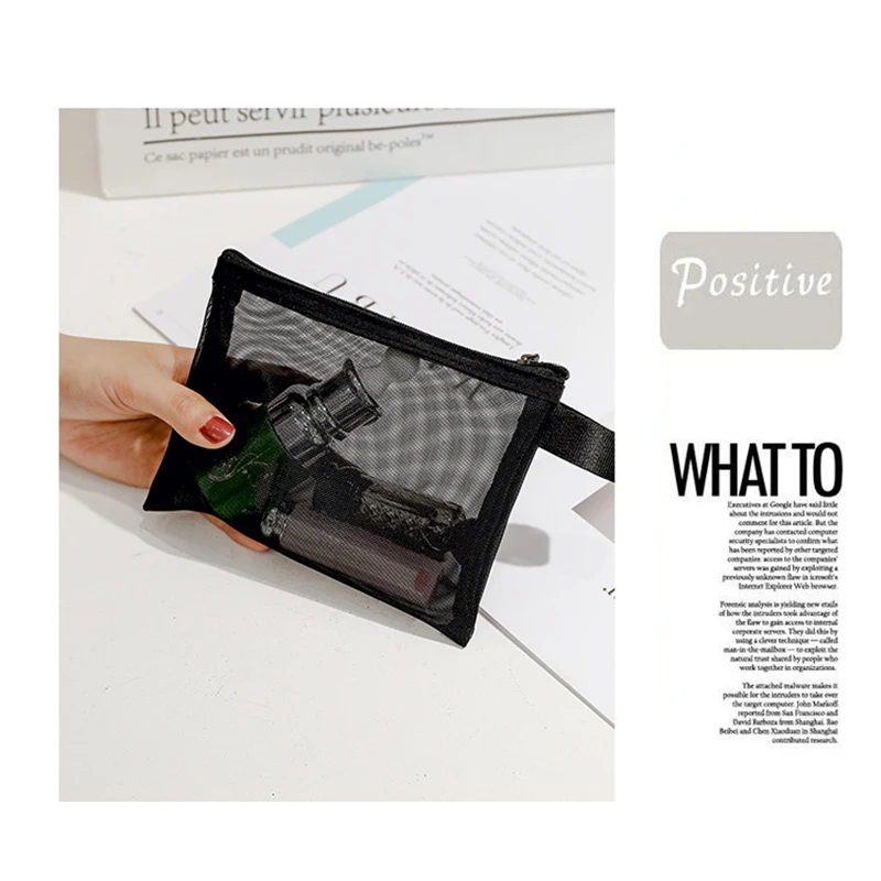 

Zipper Mesh Bags, Pack of 3 (S/M/L), Beauty Makeup Cosmetic Accessories Organizer, Travel Toiletry Kit Set Storage Pouch, Black