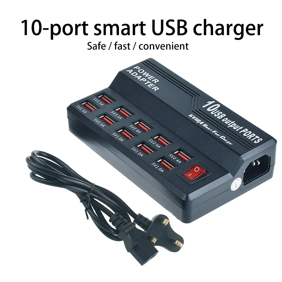 USB зарядное устройство смарт быстрый адаптер для iPhone X XR 7 для Xiaomi для samsung S10 Plus телефон 6 портов США вилка настольная зарядная станция