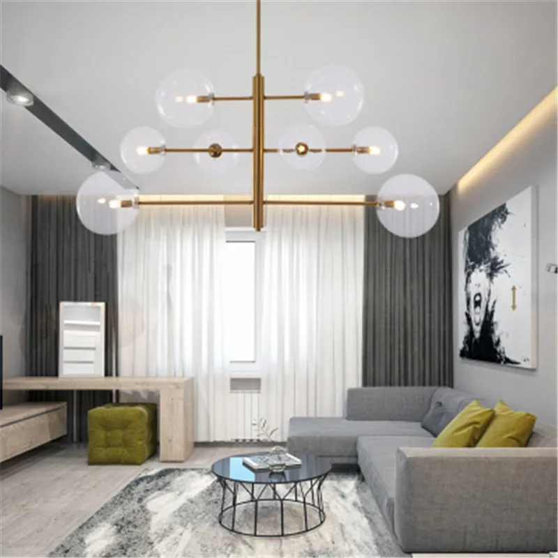 Satin Al Modern Minimalist Cam Küresel Avize Oturma Odası Yemek Odası Yatak Odası Giyim Mağazası Spiral Ferforje Dekoratif Lambalar