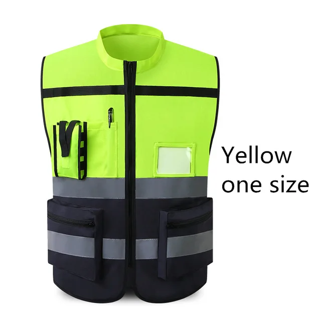 Yellow with Black Быстросохнущие светоотражающие жилеты безопасности высокая видимость спецодежда дорожного движения одежда Открытый Строительство Защитная Рабочая одежда - Цвет: Yellow with Black