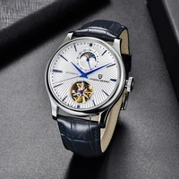 dropshipping new famous brand mens automatic mechanical business watches male moon phase waterproof leather watch reloj hombre