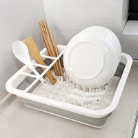 foldable dishes rack kitchen drainer storage bowl holder portable plate drying shelf tableware organizer chopsticks spoon stand