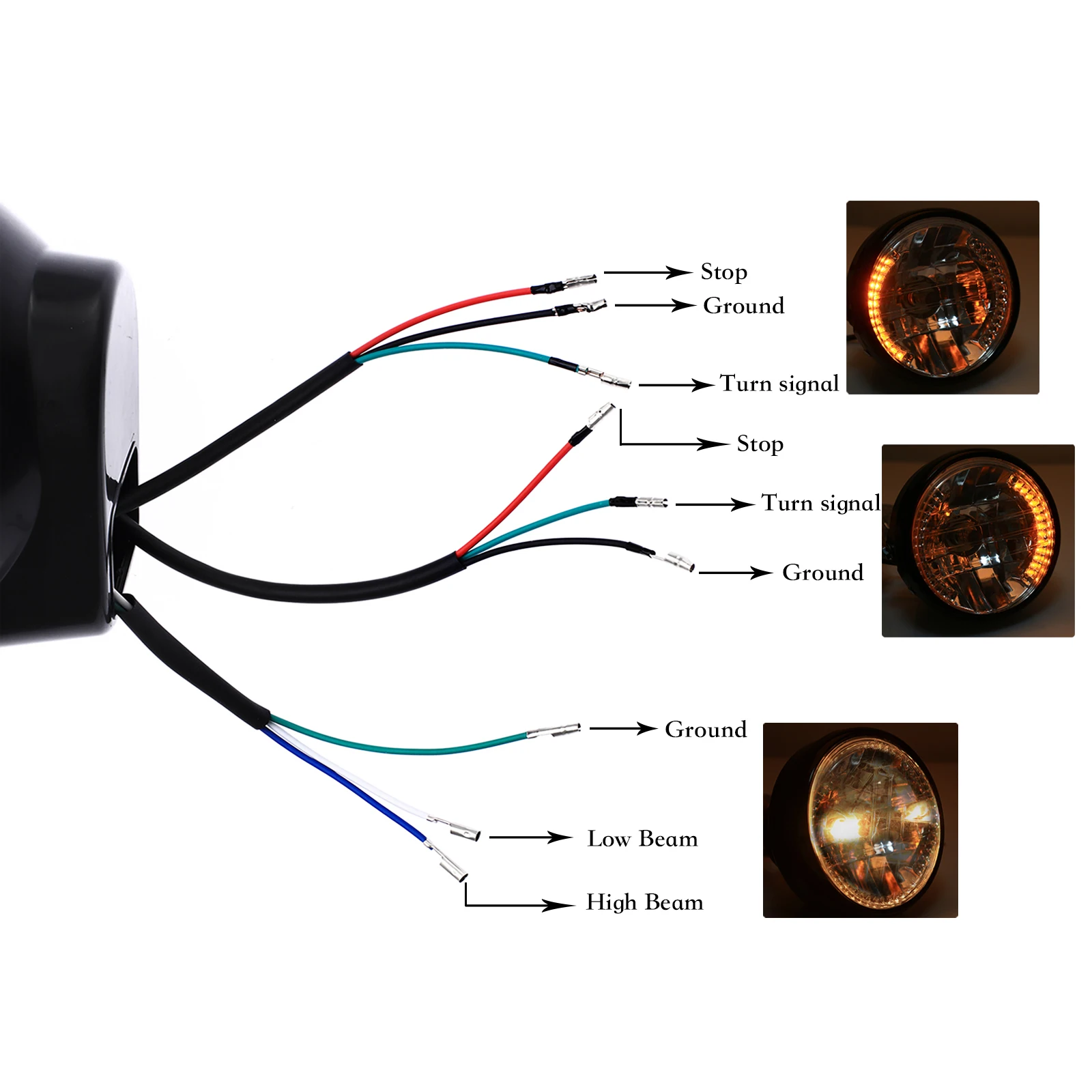 7 дюймов H4 круглая фара для мотоцикла сигнальная лампа поворота 35 Вт 12 В Янтарная