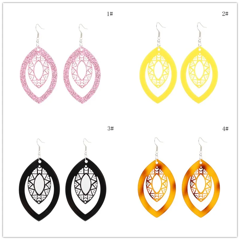 Женские серьги капли ZWPON Модные Акриловые в виде листьев Марокко с блестками