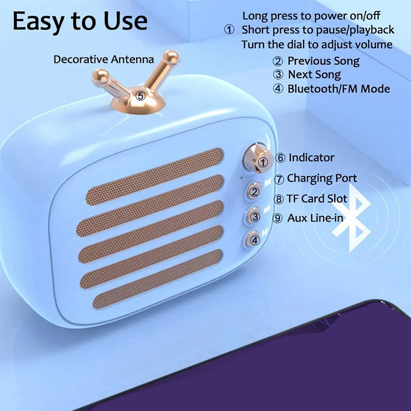 Беспроводная стереосистема портативный винтажный Bluetooth динамик со встроенным