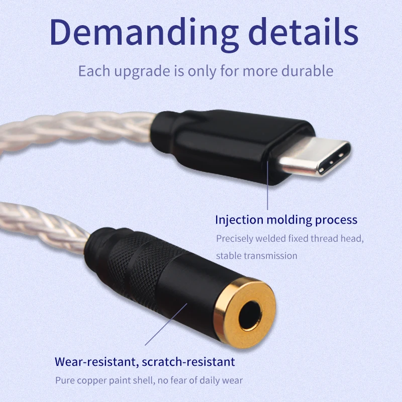 

hifi Type-C to 3.5mm female and Type-C to 3.5mm L/I plug headphone cable AUX audio cable phone audio conversion cable