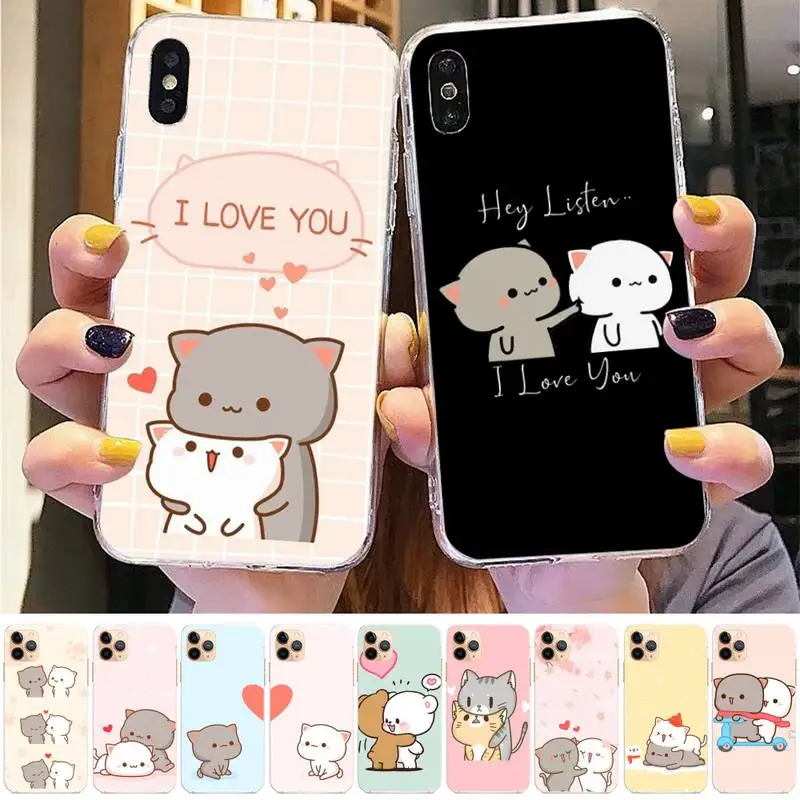 

Lovely Cute Gray Cat Phone Case for iphone 13 11 12 pro XS MAX 8 7 6 6S Plus X 5S SE 2020 XR case
