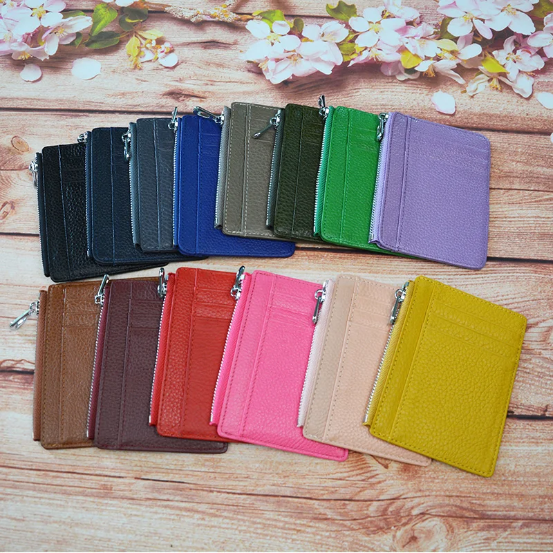 

Genuine Leather ID Card Holder Large Wide Zipper Business Bank Credit Card ID Holder pocket