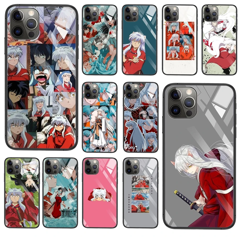 Аниме Inuyasha Черный Премиум ТПУ бампер для iPhone 12 11 X XR XS Max Mini Pro 8 7 6 6S Plus SE 2020 5 5S 5C