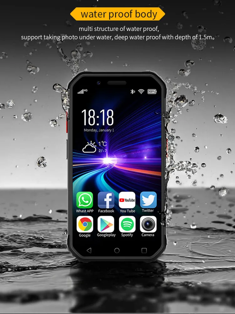 

S10 4G-LTE Mini Waterproof Mobiel Phones 3.0" Pocket Smartphone Dual Sim Quad Core Face ID NFC Walkie Talkie Unlocked Cellphone