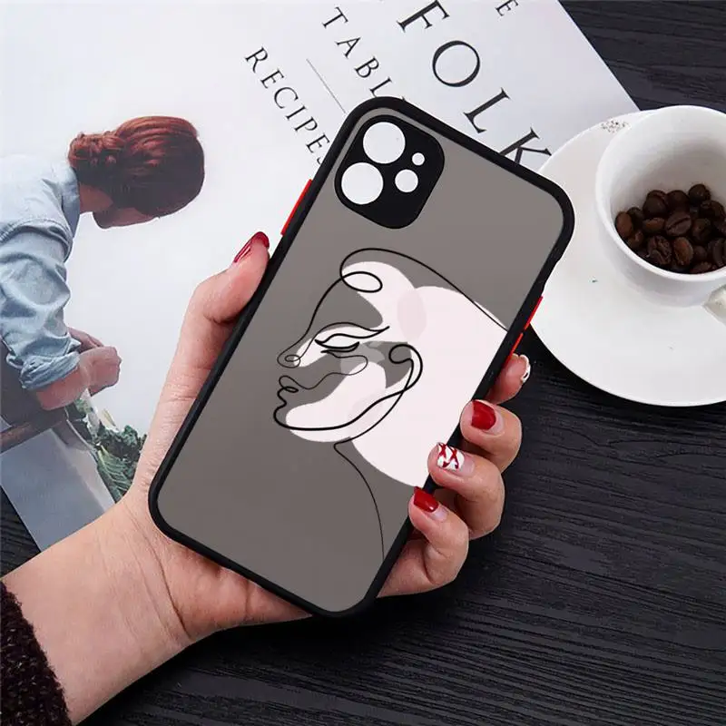 

Art Abstract Phone Case black matte transparent For iPhone 7 8 x xs xr 11 12 pro plus mini max Clear Funda