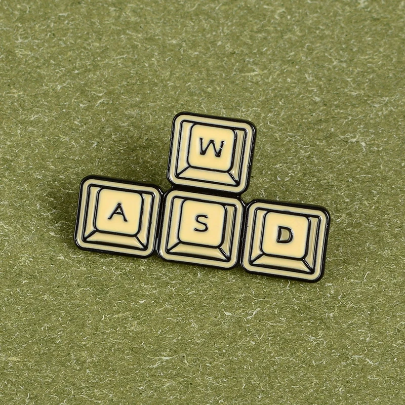 Gaming Keyboard WASD Enamel pin Daily Supplies Brooch for Game lovers Women Men Bag Clothes Lapel Pin Metal Computer icon Badge | Украшения