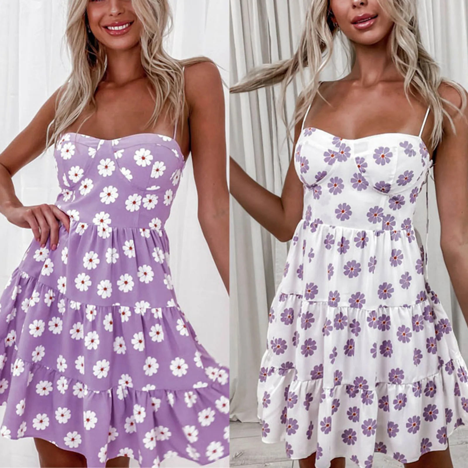 

Платье на бретельках для женщин, платье без рукавов с принтом, с открытой спиной, подходит для отдыха и покупок, новинка 2021