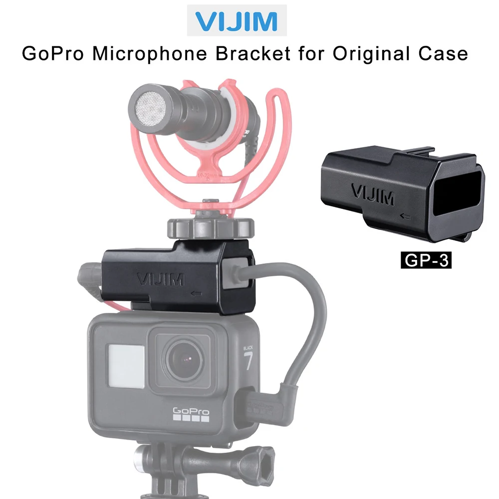 VIJIM GP-3 Gopro держатель микрофона быстроразъемного адаптера для оригинала caseGopro 7/6/5