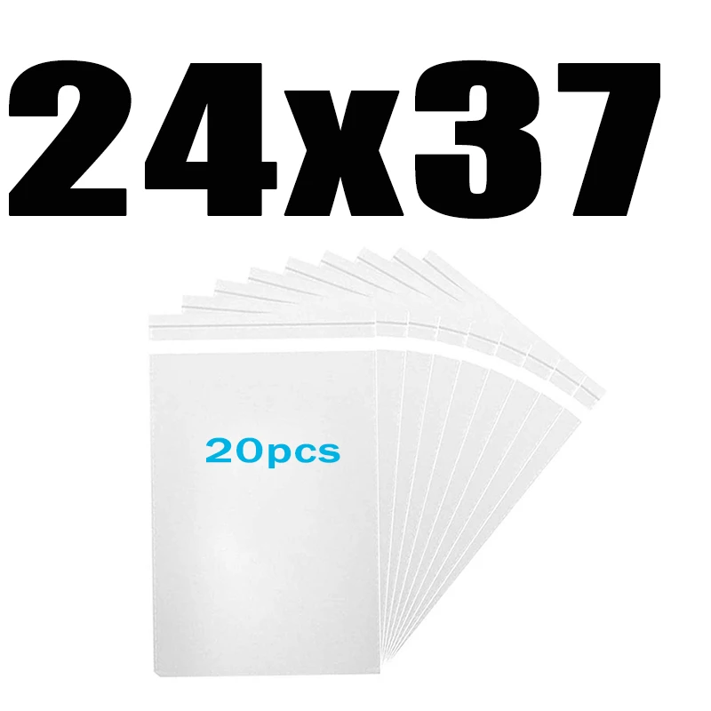 24x37CM 20pcs Прозрачный пластиковый самоклеющийся пакет целлофановые пакеты прозрачная Толстая самозапечатывающаяся маленькая упаковка герметичный полиэтиленовый пакет - Цвет: 24x37CM 20pcs