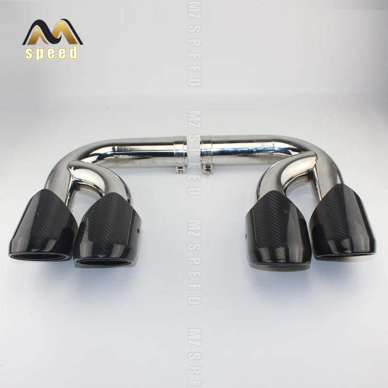 

18-19 years Car muffler tube double - side 4 - out tail throat light choose carbon fiber 304 mirror stainless steel For cayenne