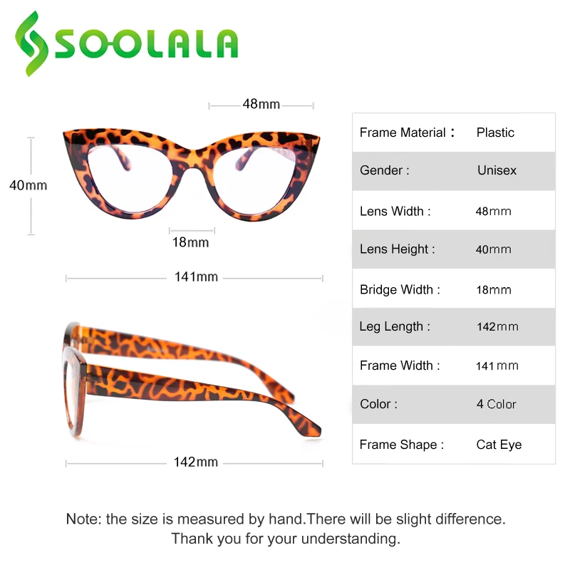 SOOLALA 4 Pairs Anti Blue Light Cat Eye Reading Glasses Women Prescription Glasses Gafas De Lectura +1.0 1.25 1.5 1.75 to 4.0
