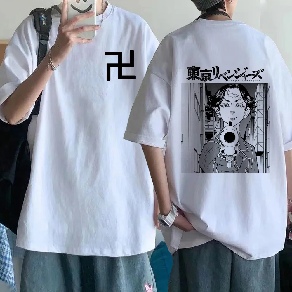 

2021 Hot Funny Japanese Anime Tokyo Revengers 100% Cotton T Shirt Men Manga Graphic Hip Hop Tshirt Male oversized T-shirt