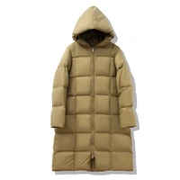 new french simple down jacket women mid length over the knee loose white duck down thick lightweight coat niche warm coat