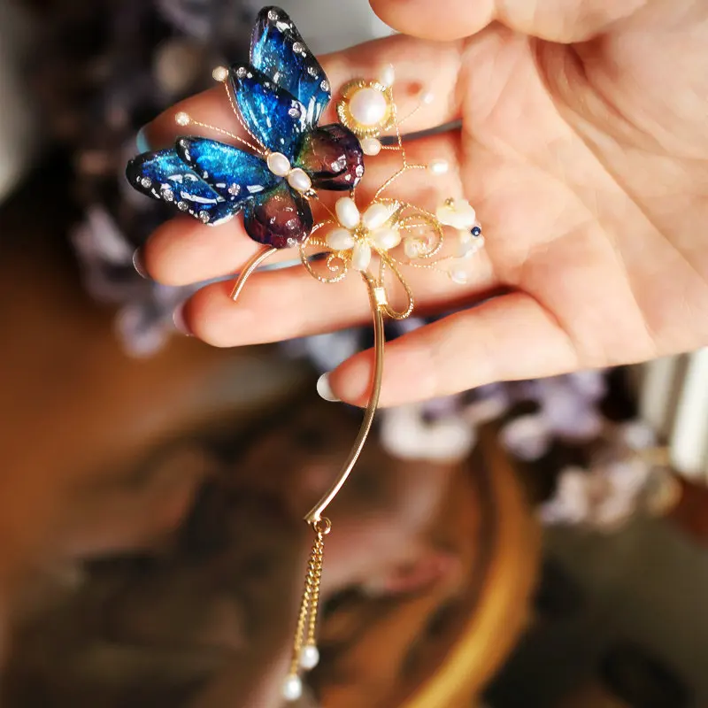 Женский крючок для ушей SINZRY с натуральным жемчугом и эпоксидной смолой лето