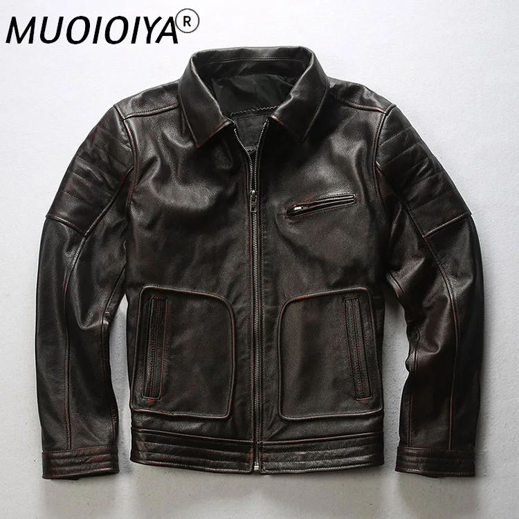 

Factory 2021 New Men Black Casual outdoor Genuine Leather Jacket 100% Real Cowhide Slim fit Jackets Winter Russia Coats
