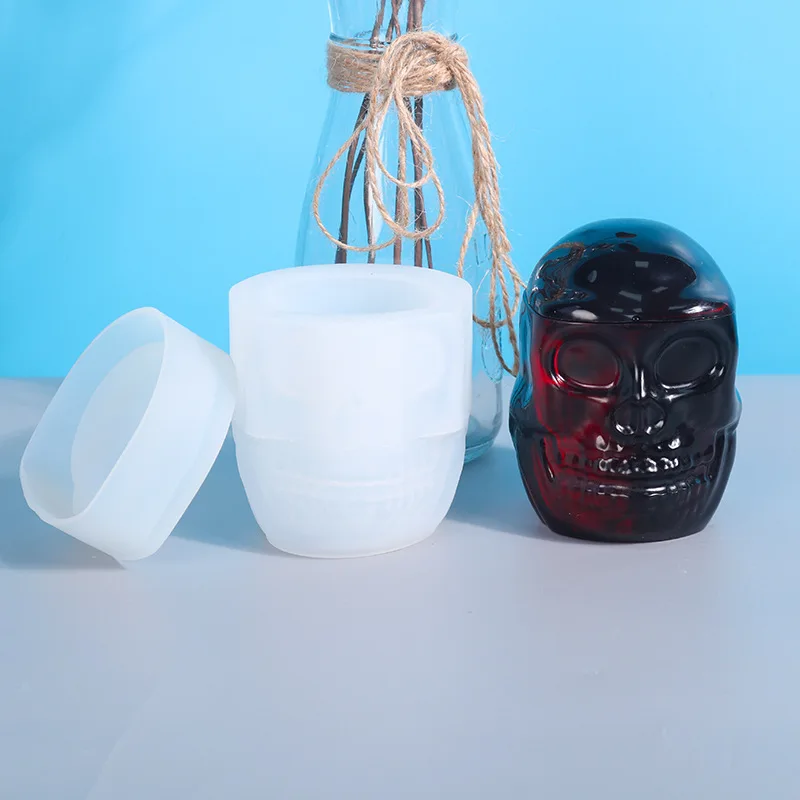 

Diy Silicone Storage Box Skull Storage Box Mold Crystal Dropping Skull Storage Box Dark Handmade Mirror Mould Wholesale
