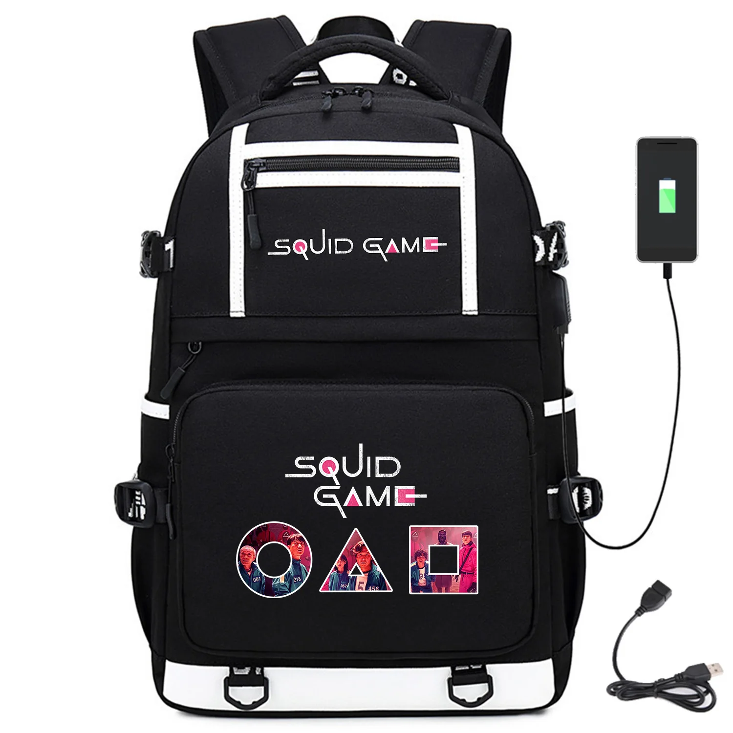 

Squid Game Round Six Backpack Cosplay National Canvas Children Kids Schoolbag Travel Bags