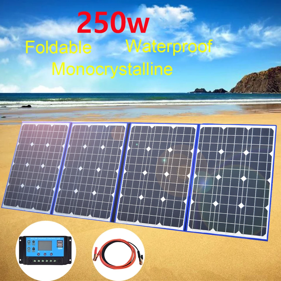 Солнечная батарея панель 250w 18v 200w панели солнечных батарей зарядное устройство портативный банк питания для автомобильного телефона кемпинга Путешествие пешком домой повербанк солнечный power bank солнечн