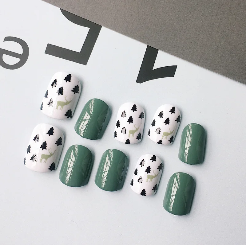24pcs Fake Nail Tips Short Oval Full Cover Nails Art Press A Variety Of Options Can Be Used As Christmas Gift | Красота и здоровье