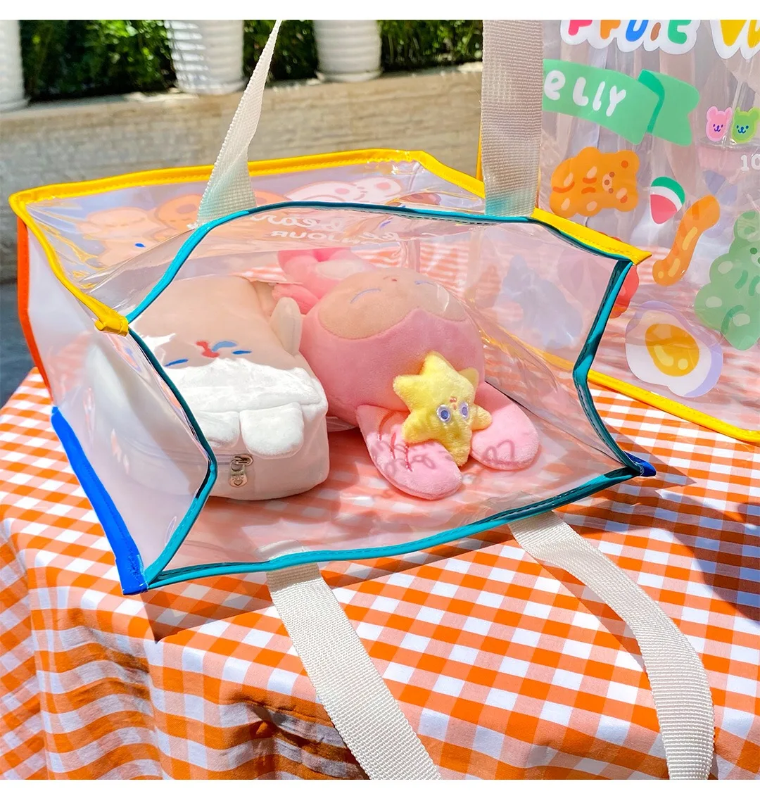 Bentoy Milkjoy Bear Handbag Transperant Laptop Case Holder Fashion Jelly Large Capacity Daily Girl Shoulder Beach Tote Bag |
