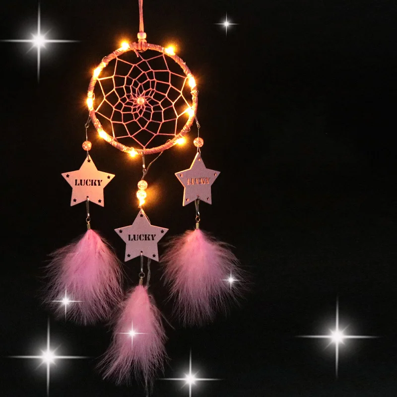 Светодиодная лампа с перьями ручной работы ночной Светильник мечта приманкой на