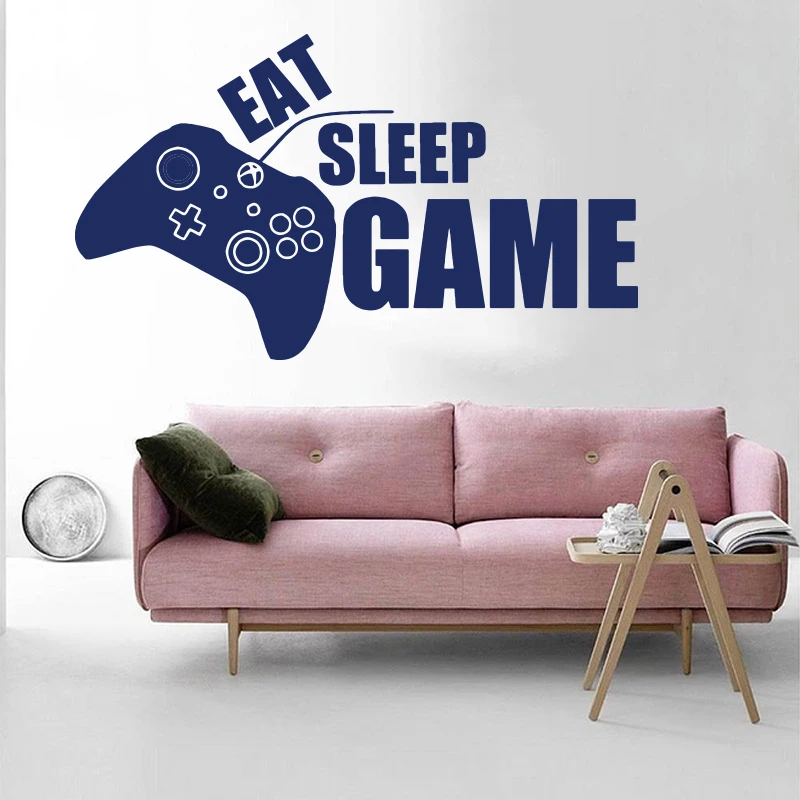 Eat Sleep настенный игровой стикер Boy Room Kids Room Gamer Player Xbox Gamepad Настенная Наклейка спальная; Игровая Vinyl