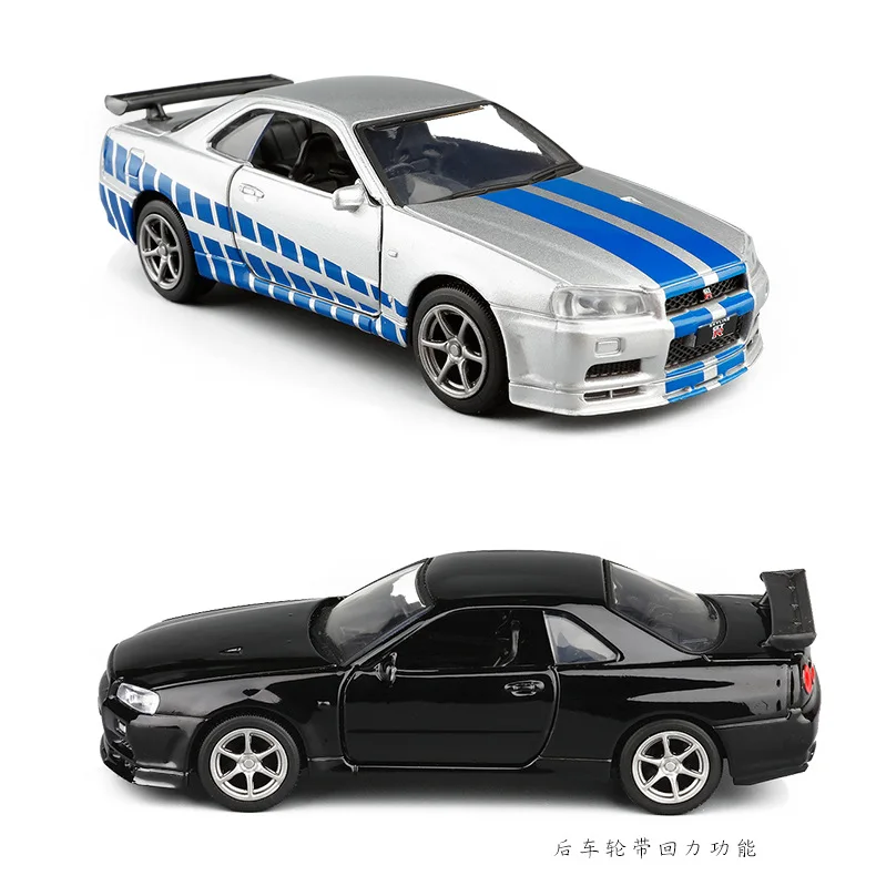 6 шт./лот оптовая продажа модель автомобиля в масштабе RD 1/36 игрушки для Nissan GT-R R34