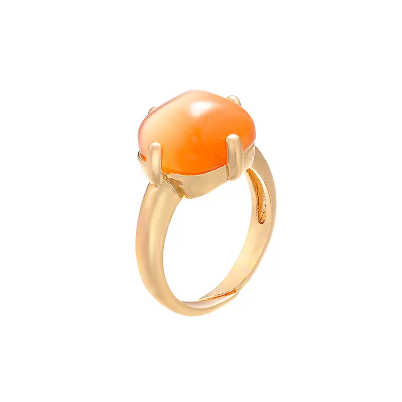 2022 New Hot Selling Gem Ring Bead Buckle Brass Golden Ring Setting Zircon Pendant Adjustable Opening DIY Jewelry Accessories