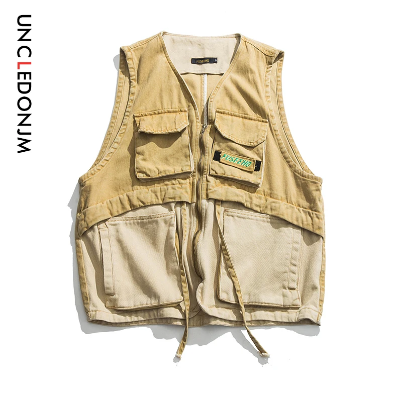 UNCLEDONJM уличные жилеты без рукавов мужской жилет Карго карманы военная куртка