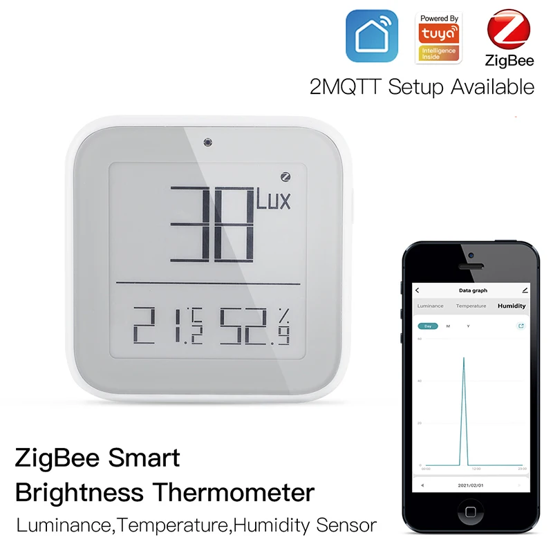 

Смарт Zigbee Яркость термометр в режиме реального времени светильник чувствительный Температура и влажности детектор работает с Tuya Smart APP