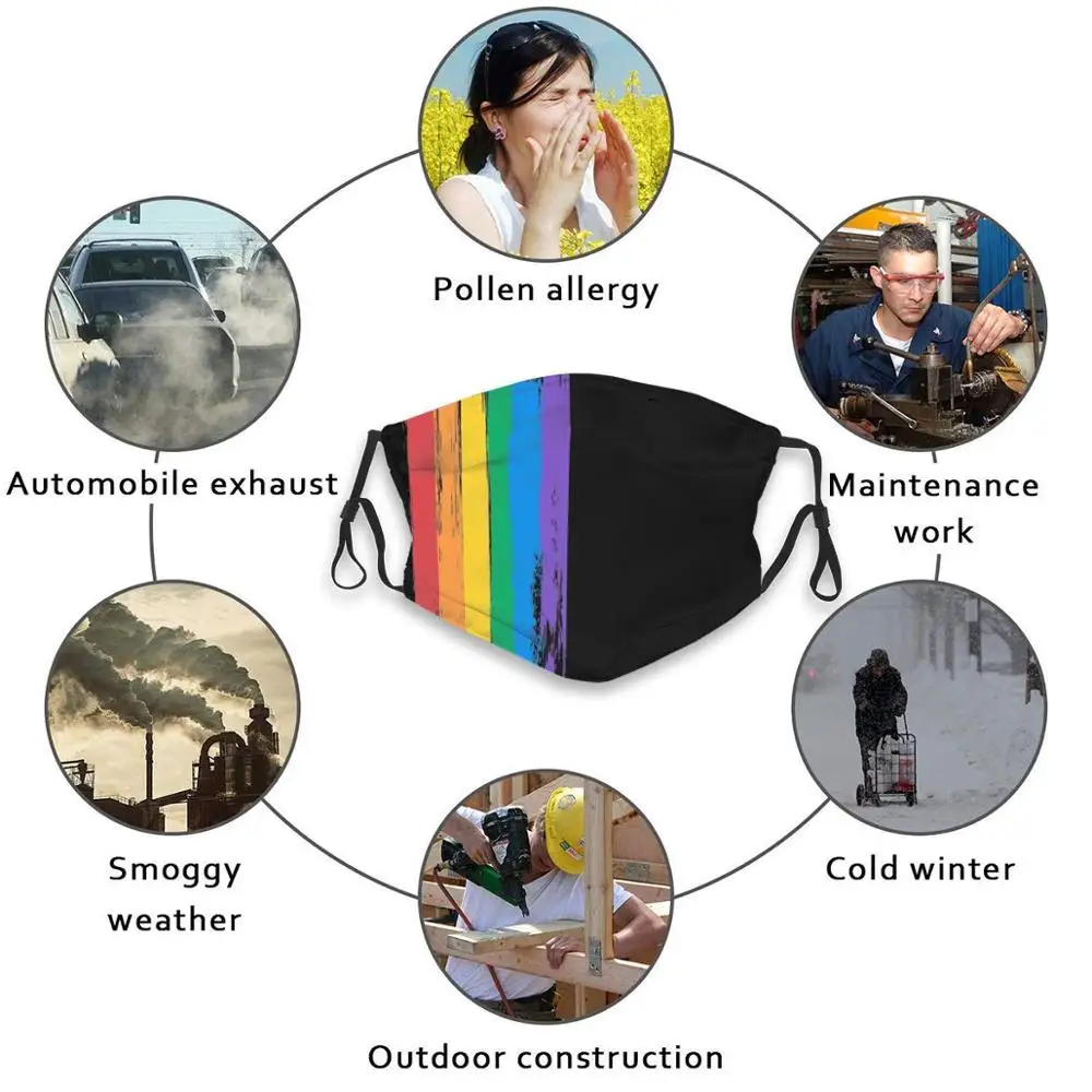 Маска Пылезащитная с рисунком ЛГБТ красная оранжевая желтая зеленая|Мужские