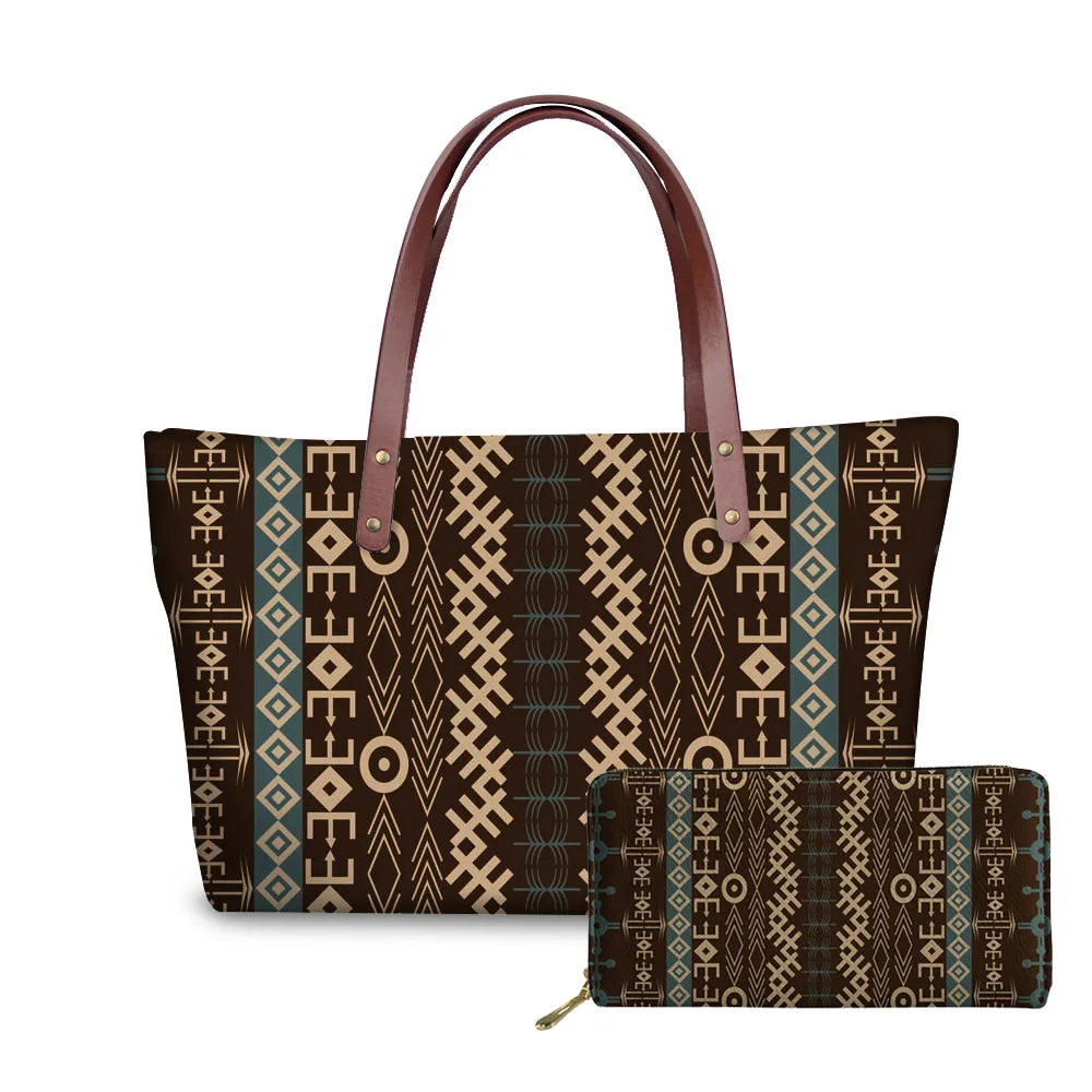 YQ1192ALZ21 FORUDESIGNS/2 шт./компл. Для женщин Сумки& кошелек женская кожаная обувь в африканском стиле традиционной печати, сумки с высокой ручкой, для женщин, сумка через плечо, сумка тоут - Цвет: YQ1192ALZ21