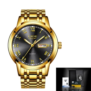 LIGE Men Wrist Watch Fashion Sport Mens Watches Top Brand Luxury Waterproof Full Steel Quartz Gold Clock Man Relogio Masculino Other Image