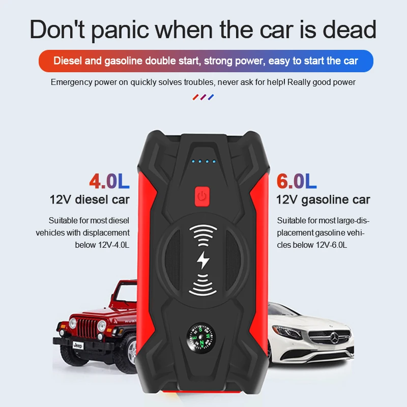 39800mah 12v car emergency starting power supply with wireless mobile phone charging function suitable for 6 0l displaceme free global shipping