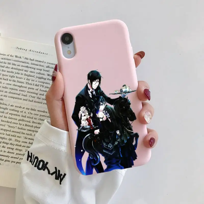 

Black Butler Phone Case Silicone Phone Case For iphone 11 Pro Max X XS Max XR Solid Candy Color Shell For iPhone 7 8 6 6S Plus
