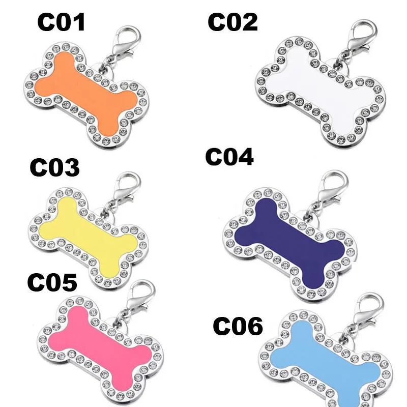 

10PC Rhinestone Dog Tag Pet ID Tag custom ID Tags for Big Pet Products Kirsite