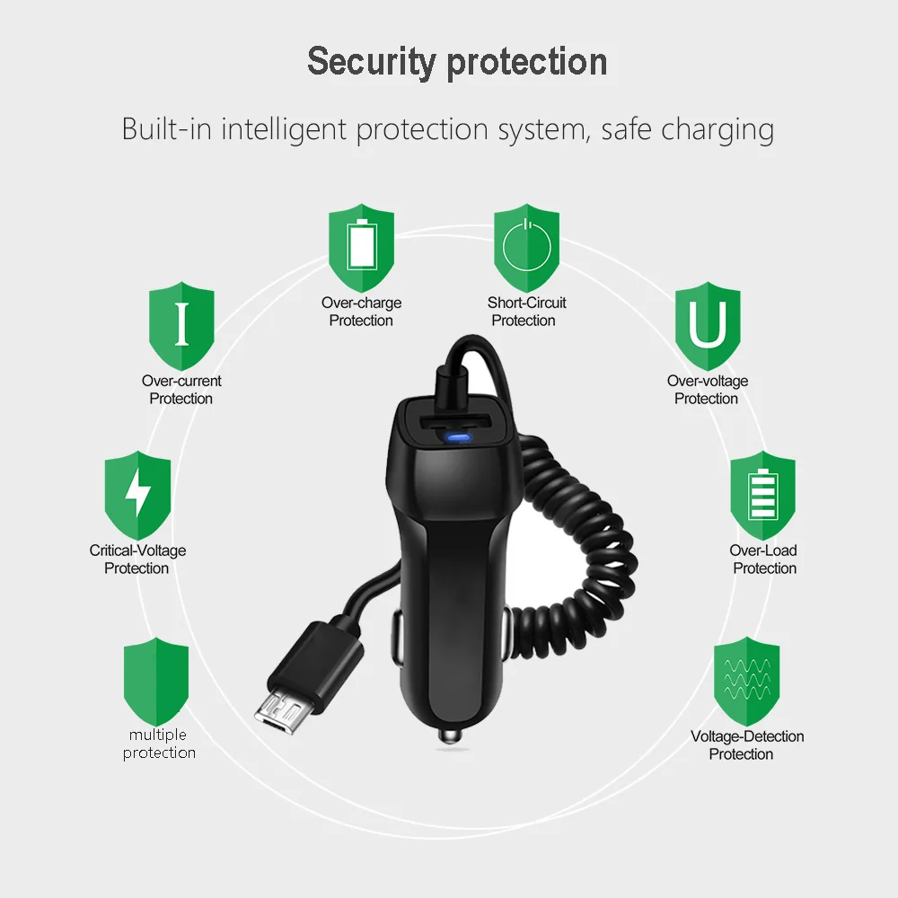 USB Автомобильное зарядное устройство для телефона с быстрой зарядкой кабель типа