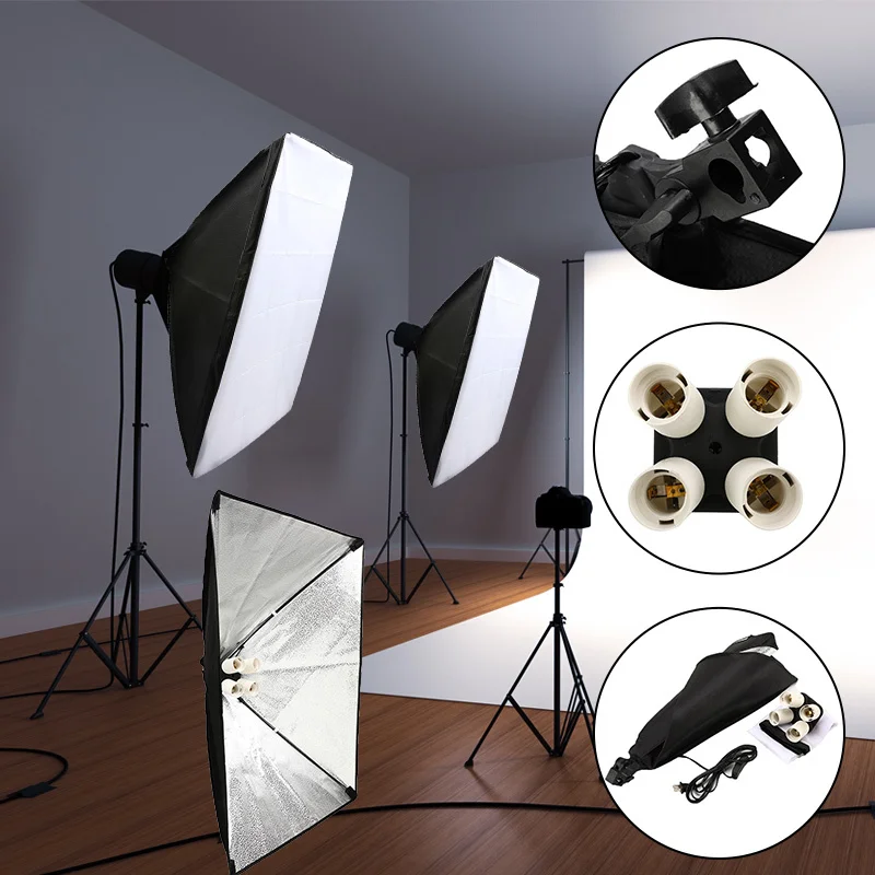 Профессиональное оборудование для фотостудии софтбокс, комплект 50x70 см софтбокс фото коробка+ четыре-capped светильник с держателем для фотосъемки