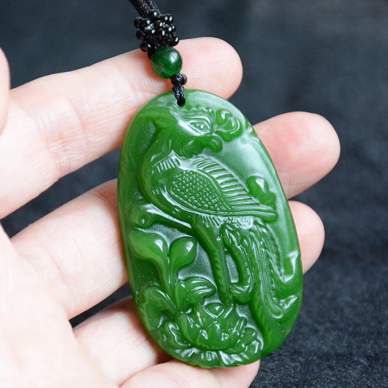 Натуральный китайский кулон из яшмы нефрита ручная резьба Феникс модные