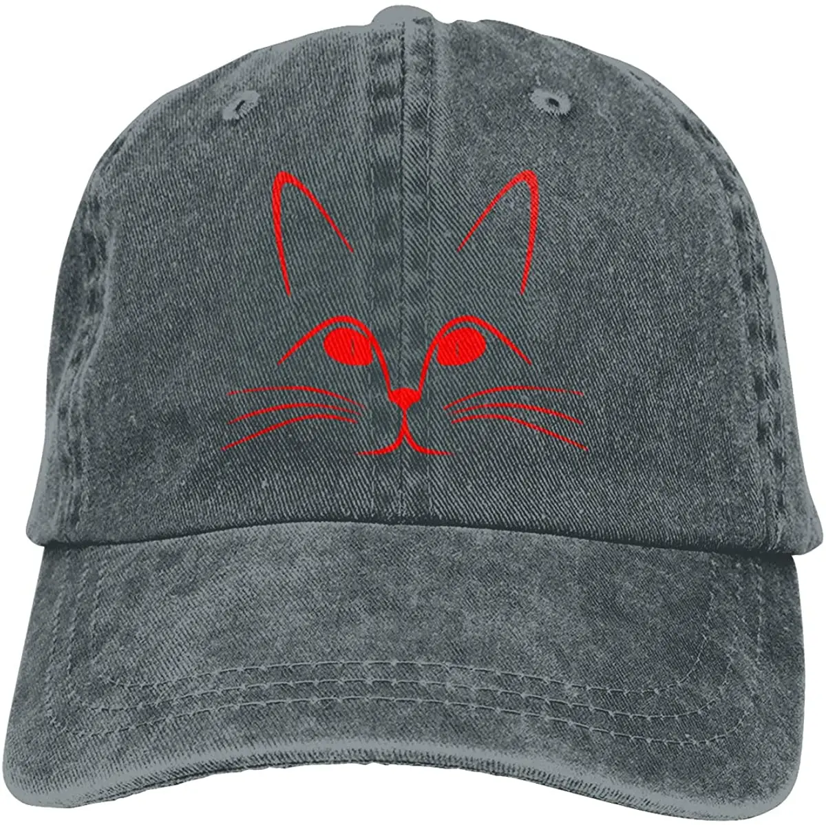 

Unisex Cat Face-3 Vintage Washed Twill Baseball Caps Adjustable Hats Funny Humor Irony Graphics Of Adult Gift Deep Heather