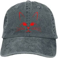 unisex cat face 3 vintage washed twill baseball caps adjustable hats funny humor irony graphics of adult gift deep heather