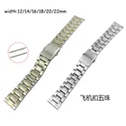 Ремешок сменный для часов, браслет с плоской пряжкой из нержавеющей стали, 5 рядов, 12 мм 14 16 18 мм 20 22 мм